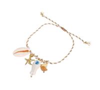 Sea Braided Ceramic Starfish Adjustable Braided Cord Jewelry and Shell Fish Charm Beach Accessories Ceramic Shellfish Pendant, フリーサイズ