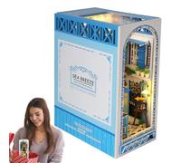 , Sea Breeze Doll House Miniature Kit, Decorative Bookshelf Miniature Scenes Creative Assembled Bookends for Book Lovers Adults