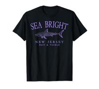 Sea Bright New Jersey Shark Arched Violet Letters T-Shirt