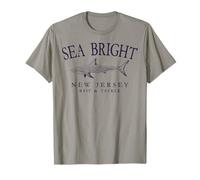 Sea Bright New Jersey Shark Fishing Arched Purple Letters T-Shirt
