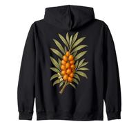 Sea Buckthorn Botanical Artwork Zip Hoodie