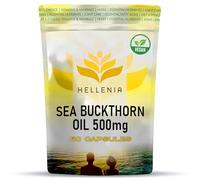 Sea Buckthorn Oil 500mg - Omega-7 High Strength | 60 Softgel Capsules - Supports Skin, Immune & Heart Health | Rich in Omega 7 | Non-GMO 100% Vegan Capsules - Made for Hellenia