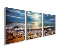 Sea Canvas Framed Wall Art - Posters 3Pcs Beach Print for Room Decoration Accessories 0704