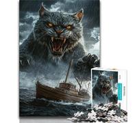 Sea Cat Monster Jigsaw Puzzles for Teenagers 1000 Pieces,Learning Educational Toys Family Games Birthday Present,Gifts (38x26cm)