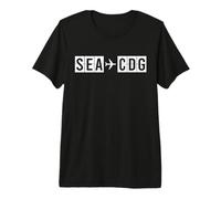 SEA CDG Flight Route Seattle Paris Air Codes Premium T-Shirt