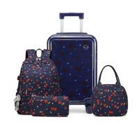 Sea Choice 18 Inch Kids Hardshell Carry-On Suitcase Lightweight 8 Spinner Wheels Cabin Trolley with TSA Lock YKK Zippers 17" Backpack Lunch Bag Pen Pouch Set for School Trips
