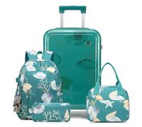 Sea choice 18 Inch Kids Hardshell Carry-On Suitcase Lightweight 8 Spinner Wheels Cabin Trolley with TSA Lock 17" Backpack Lunch Bag Pen Pouch Set for School Trips