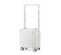Sea choice Carry On Cabin 18 Inch Luggage Aluminum Wide Trolley Polycarbonate Shell Lightweight Suitcase with Spinner Wheels TSA Lock,White