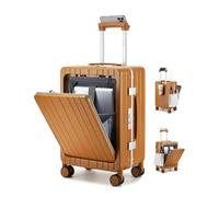 Sea choice Front Opening Luggage with Laptop Compartment Top Open Suitcase Carry-on Aluminium Frame Closure PC Hard Shell Suitcase with Cupholder USB Port Spinner Wheels