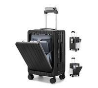 Sea choice Front Opening Luggage with Laptop Compartment Top Open Suitcase Carry-on Aluminium Frame Closure PC Hard Shell Suitcase with Cupholder USB Port Spinner Wheels