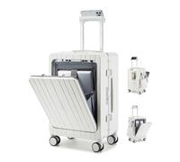 Sea choice Front Opening Luggage with Laptop Compartment Top Open Suitcase Carry-on Aluminium Frame Closure PC Hard Shell Suitcase with Cupholder USB Port Spinner Wheels