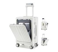 Sea choice Front Opening Luggage with Laptop Compartment Top Open Suitcase PC Hard Shell Suitcase with Cupholder USB Port Spinner Wheels