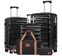 Sea choice Luggage Set 3 Piece Cabin Suitcase 55x40x20 Ryanair ABS Hard Shell Suitcases with 40x20x25 Cabin Bag Brake Caster 8 Spinner Wheels YKK Zipper TSA Lock