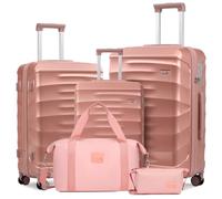 Sea choice Luggage Set 3 Piece Cabin Suitcase 55x40x20 Ryanair ABS Hard Shell Suitcases with 40x20x25 Cabin Bag Brake Caster 8 Spinner Wheels YKK Zipper TSA Lock