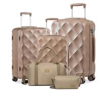 Sea choice Luggage Set 5 Piece Rigid Travel Suitcases 8 Wheels Trolley Case 55/65/76 with Ryanair Cabin Bag 40x20x25 ABS Suitcase Hard Shell with YKK Zipper TSA Lock