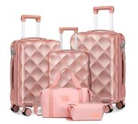 Sea choice Luggage Set 5 Piece Travel Suitcases with Ryanair Cabin Bag 40x20x25 Suitcase Sets Hard Shell with YKK Zipper TSA Lock 8 Spinner Wheels