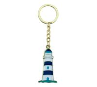 Sea-Club Key Ring - Lighthouse Blue Pendant Zinc 3 x 5 cm Gold & Enamelled, Gold & Enamelled, One Size