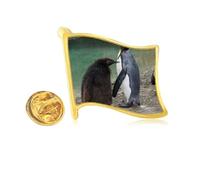 Sea Cold Antarctic Penguin Science Nature Picture Golden Metal Flag Lapel Pin Badge