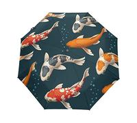 Sea Colorful Fish Automatic Foldable Umbrella UV Protection Auto Open Close Folding Sun Blocking Umbrellas for Travel Women Boys Girls