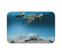 Sea Conch Shell Starfish Turtle Crystal Velvet Lock Edge Floor Mat 40x60, Non Slip, Easy To Clean, Comfortable Foot Feel