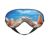 Sea Conch Shell Starfish Turtle Print Sleep Mask,Soft Eye Mask with Adjustable Strap for Sleeping, Travel and Relaxation