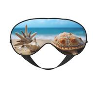 Sea Conch Shell Starfish Turtle Print Sleep Mask,Soft Eye Mask with Adjustable Strap for Sleeping, Travel and Relaxation