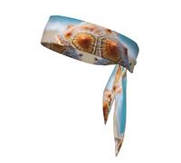 Sea Conch Shell Starfish Turtle Print Sport Head Ties Headbands Bandanas Workout Hair Band Athletic Sweatbands for Running Tennis
