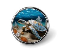 Sea Conch Shell Starfish Turtle Round Lapel Pins for Men Women Metal Button Pin Fashion Personalized Brooch Pins for Men Suits Cute Brooch Badge for Backpack Clothing Hat Bag Decoration