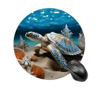 Sea Conch Shell Starfish Turtle Round Mouse Pad 7.8 Inch, Portable Gaming Mouse Mat with Non-Slip Rubber Base & Smooth Surface, Waterproof Mousepad for PC, Laptop, Computer, Office, Home