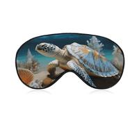 Sea Conch Shell Starfish Turtle Sleep Mask for Women Men, Soft Eye Mask with Adjustable Strap for Sleeping, Light Blocking Travel Blindfold for Nap Comfortable Eye Cover for Home Office