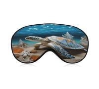 Sea Conch Shell Starfish Turtle Sleeping Mask Sleep Mask for Side Sleeper Relaxing Zero Pressure Night Blindfold Light Block-Out Eye Mask for Sleep with Easy Adjustable Strap