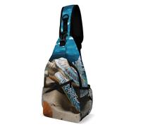 Sea Conch Shell Starfish Turtle Sling Bag with Rfid Blocking Causal Mens Crossbody Bag Lightweight Chest Pack Large Man Purse Travel Crossbody Backpack Shoulder Sling Backpack for Hiking Running Cycli