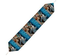 Sea Conch Shell Starfish Turtle Table Runner for Dining Table, Short Plush Runners Washable & Durable Tablerunner Modern Home Decor for Wedding, Kitchen, Holiday 178*33cm