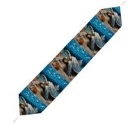 Sea Conch Shell Starfish Turtle Table Runner for Dining Table, Short Plush Runners Washable & Durable Tablerunner Modern Home Decor for Wedding, Kitchen, Holiday 200*33cm