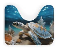 Sea Conch Shell Starfish Turtle U Shaped Toilet Rug 20 X 16 Inches Washable Toilet Mats for Bathroom Non-slip Toilet Floor Mat Super Soft Absorbent Microfiber Contour Bathroom Rugs Cute Contour Rug