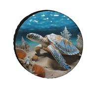 Sea Conch Shell Starfish Turtle Weatherproof Spare Tire Cover, Tire Diameters 24" to 36", Universal Waterproof Trailer Wheel Protectors