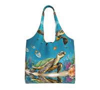 Sea Conch Shell Turtle Print Canvas Tote Bags for Women Reusable Grocery Bag Large Gym Canvas Cloth Pouchportable Shopping Handbag