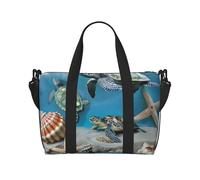 Sea Conch Shell Turtle Printed Travel Bag Duffle Bag for Men Women, Large Water Resistant Gym Bag Weekend Holdall Bag with Shoulder Strap