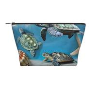 Sea Conch Shell Turtle Printed Travel Makeup Bag Trapeze Cosmetic Bag Makeup Case Toiletry Bag Organiser for Women