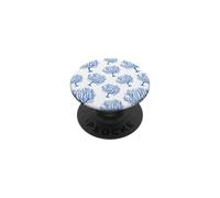 Sea Coral Coastal Aesthetic Design in Blue and White PopSockets Adhesive PopGrip