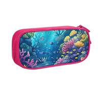 Sea Coral Pencil Case for Boys Girls Underwater Fish Large Pen Bag Desk Stationery Organizer Pencil Pouch for School Office Zippered Makeup Bag
