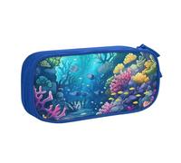 Sea Coral Pencil Case for Boys Girls Underwater Fish Large Pen Bag Desk Stationery Organizer Pencil Pouch for School Office Zippered Makeup Bag