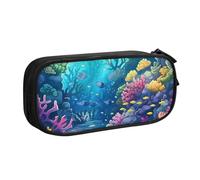 Sea Coral Pencil Case for Boys Girls Underwater Fish Large Pen Bag Desk Stationery Organizer Pencil Pouch for School Office Zippered Makeup Bag