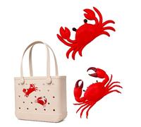 Sea Crab Charms for Bogg Bag, Red Crab Bag Accessories Compatible with Simply Southern Beach Bag & Rubber Tote Bag, Waterproof EVA Rubber Bag Accessories for Beach Tote, Summer Bag Decor for Women