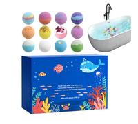 Sea Creature Bath Bombs - Toy Surprise Fizzer Set, Aquatic Theme Salt Orbs, Aromatherapy Spa Melts, Personal Care Hygiene Management Accessory, Bath Beauty Category, Twelve Count Kit for Hotel Travel