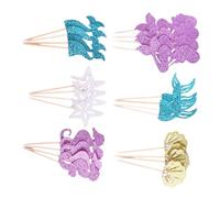 Sea Creature Cake Decoration Inserts 4/6 Art Styles Paper Materials for Wedding Birthday Celebration Paper Cake Decoration Flags
