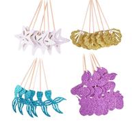 Sea Creature Cake Decoration Inserts 4/6 Art Styles Paper Materials for Wedding Birthday Celebration Cake Toppers