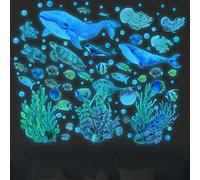 Sea Creature Stickers - Fish Decals,Waterproof Wall Decal, Coral Reef and Seaweed Creatures Decor for Kids Boys Bedroom
