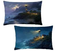 Sea Cushion Covers 30x50 cm Landscape Cushions 30 x 50 Pillow Cases Set of 2 Decorative Pillows Invisible Zipper,Velvet Breathable,Durable Fade-Resistant,Autumn Bedroom Decor Living Room Sofa LE-644