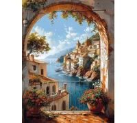 Sea Diamond Art, 5D Diamond Painting Landscape, DIY Full Drill Gem Art Kits Adults Beginner Mosaic Making Kits, Cross Stitch Crystal Paintings Craft for Room Decor, Gifts for Women 50x70cm - 1F893